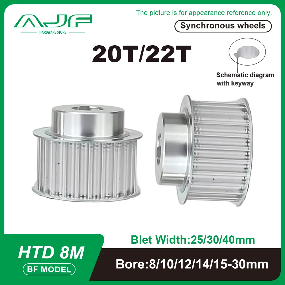 

20Teeth 22Teeth HTD 8M Timing Pulley BF Type 8M 20T 22T Synchronous Wheel Belt Width 25/30/40mm HTD Timing Belt Pulley