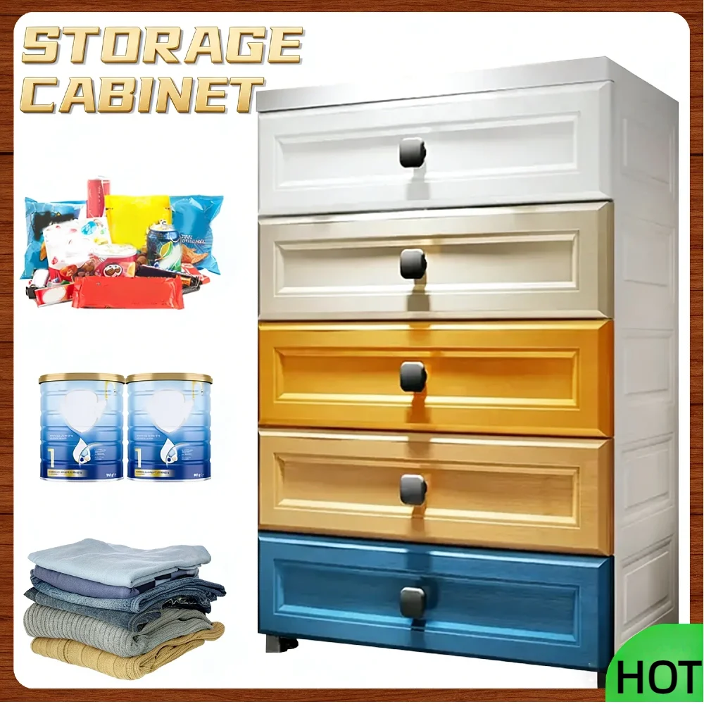 

Drawers Storage Cabinet with Wheels Premium PP Plastic Dressers Organizer End Table Side Table with Lockable Drawers for Kids Ro