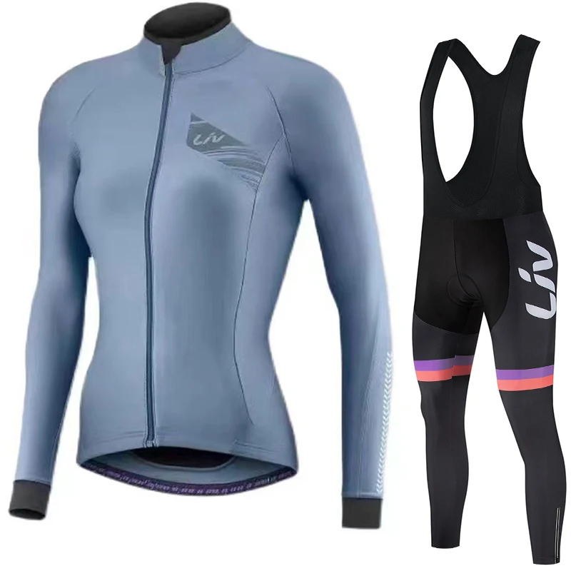 

LIV autumn and winter cycling sweatshirt set women's cycling sweatpants polyester fiber cycling jersey cycling bib cycling pants