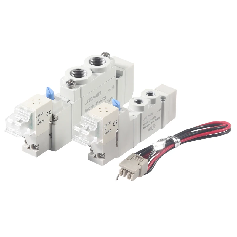 

JSY Two-position Five-way Solenoid Valve Pneumatic Accessories DC12V/24V L-shaped Socket Type