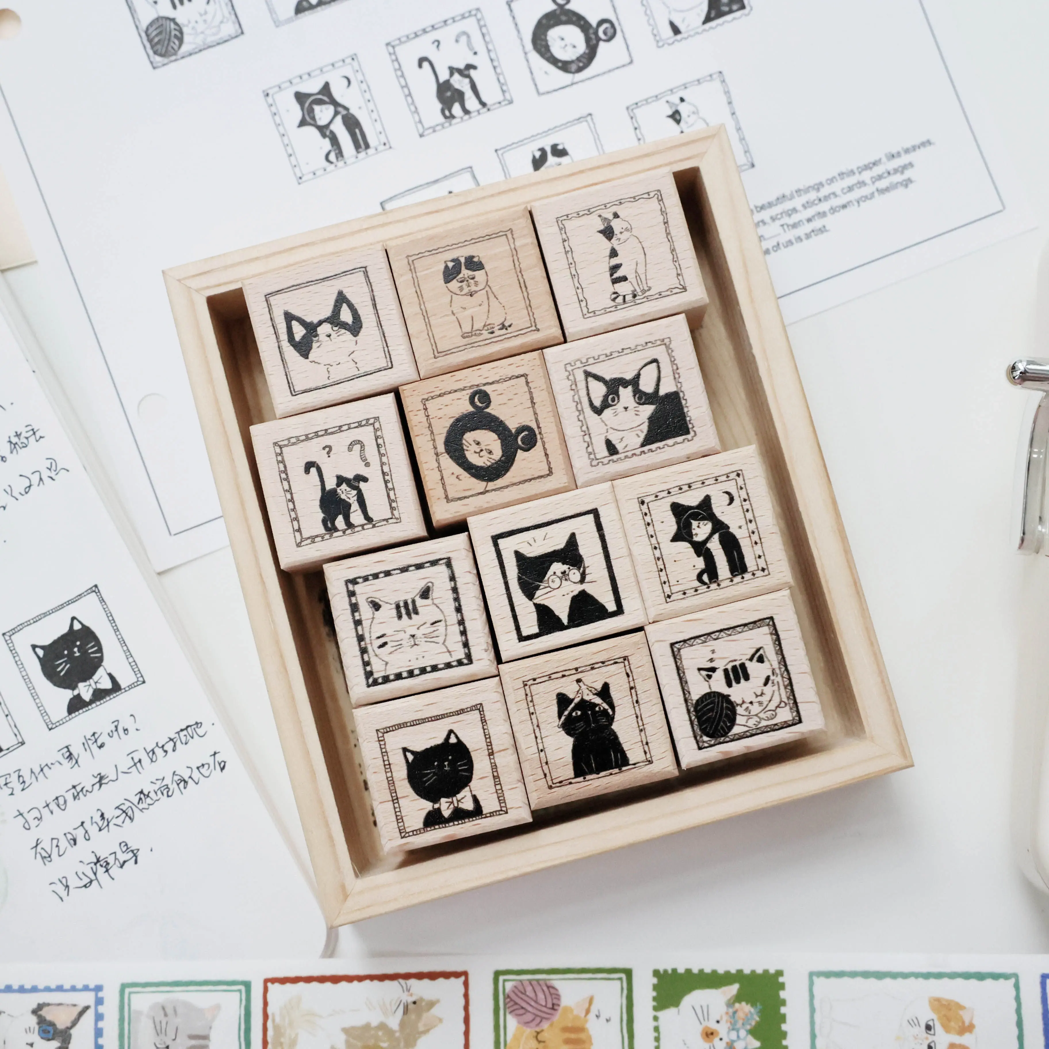 Two Raccoons Vintage Funny Cat's Gesture Rubber Stamp for Planner DIY Scrapbooking Photo Album Card Making Decorative