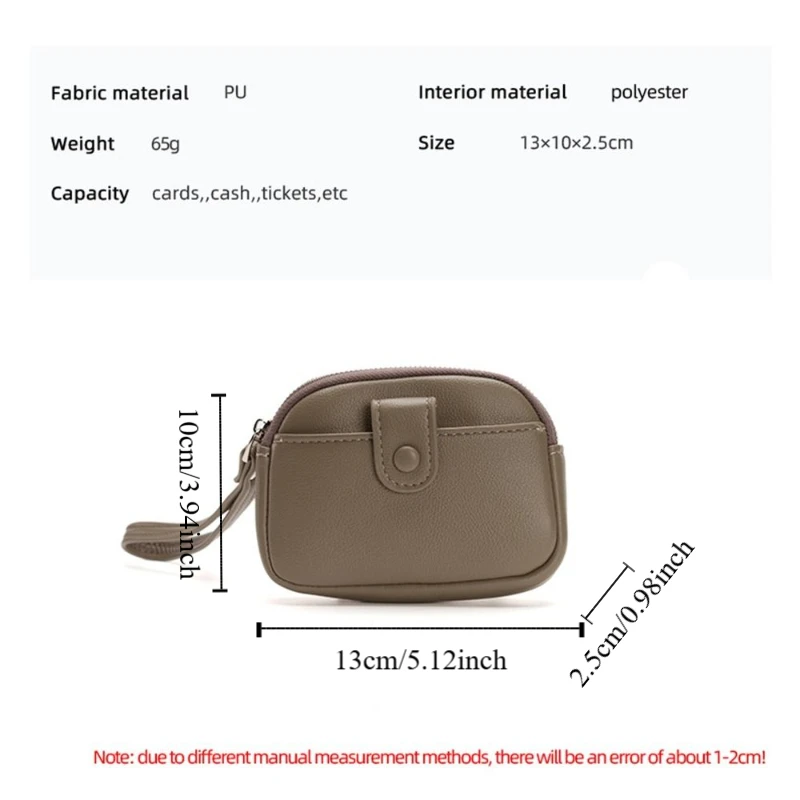 Modny design ze smyczą na nadgarstek Portfel podręczny w jednolitym kolorze Koreański styl Zamek błyskawiczny Portmonetka Sprzęgło Mini Mała torba na przedmioty Mężczyźni