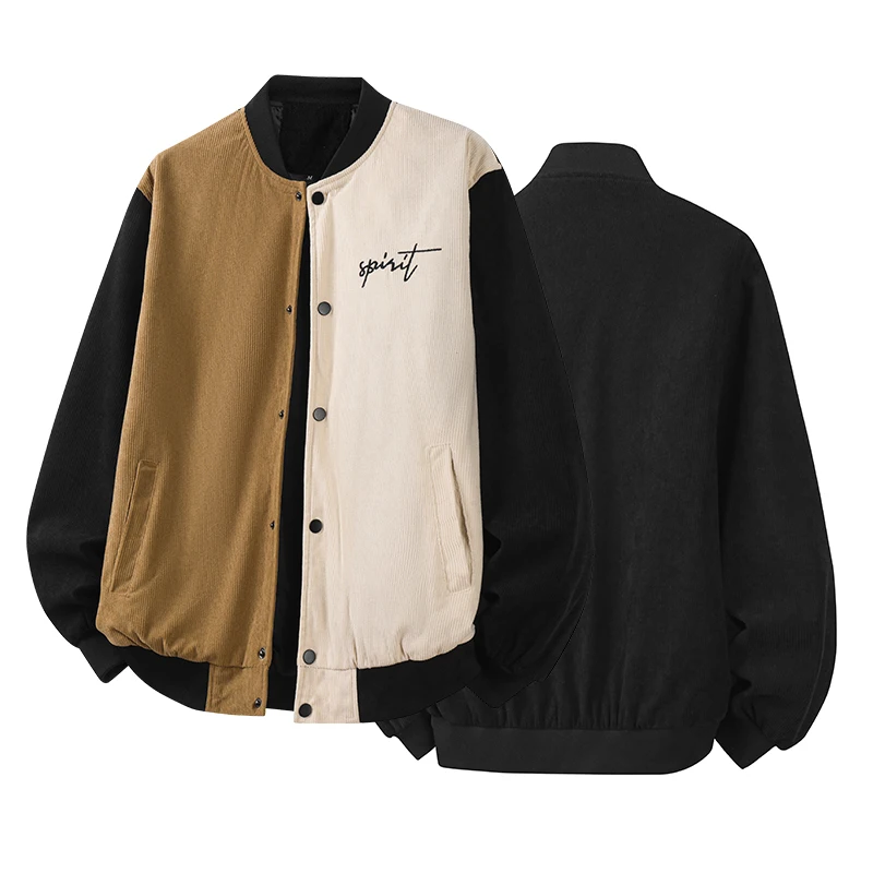 

Loose Fit Spor Men's Jaet Autumn Spring Corduroy Outerwear European Size Color Blo Casual Coat Long Sve Stand Collar