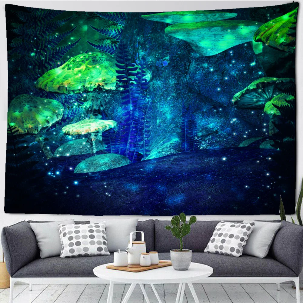 Psychedelic Mushrooms Tapestry Mystic Maple Leaf Wall Hanging Tapestry Home Decor Witchcraft Universe Galaxy Tapestry