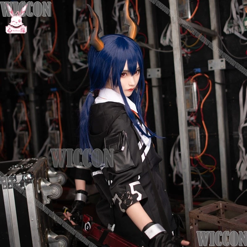 Arknights Rise From Ember Defender Chen Cosplay Costume Full Set With Wig Horn Tail And Uniform Anime Game Character Outfit Cos