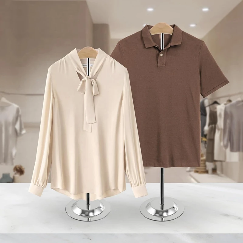 DT19 Shirt Display Stand, Adjustable Height Mannequin for T-Shirt, Wood and Metal Clothing Rack for Store