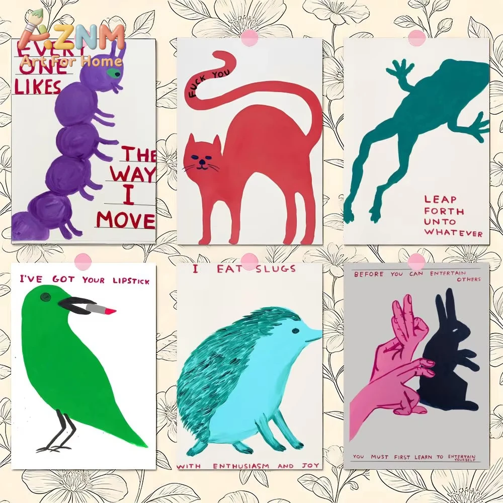 

1 шт. художественный постер с изображением животных D-David ShrigleyS, декор для гостиной и дома