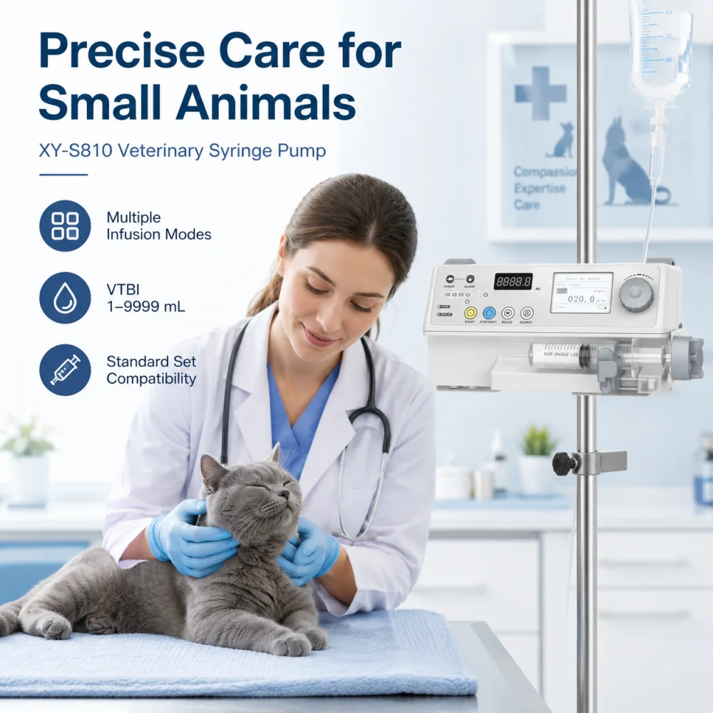 【Hot】High Accuracy Veterinary Medical Syringe Pump Editable Pressure Trackable Treatments Lab Animal IV Pump