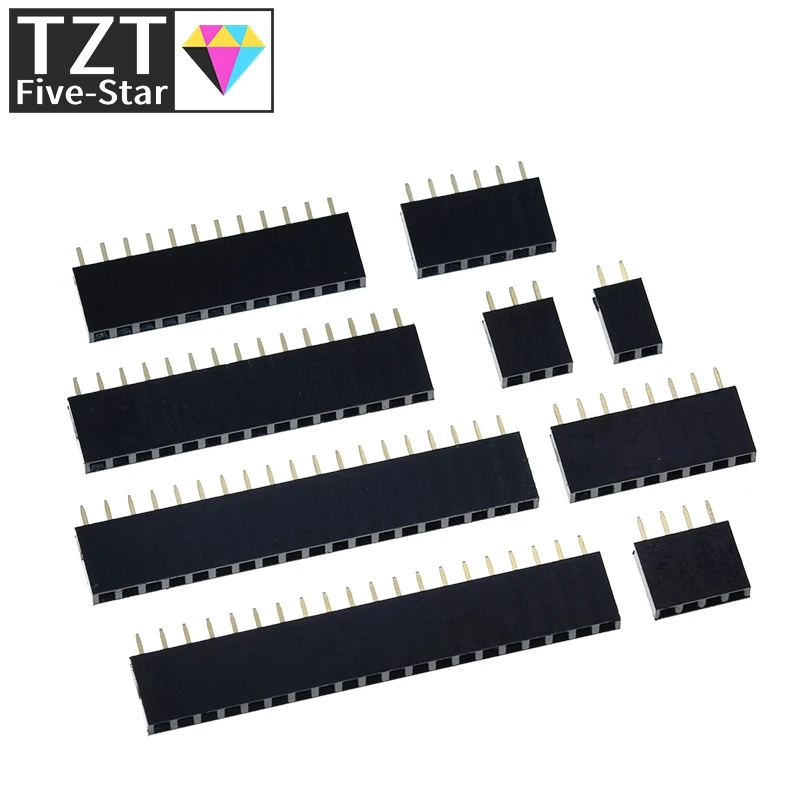 10PCS Single Row Pin Female Header Socket Pitch 2.54mm 1*2P 3P 4P 6P 8P 12P 15P 20P 40P Pin Connector For Arduino