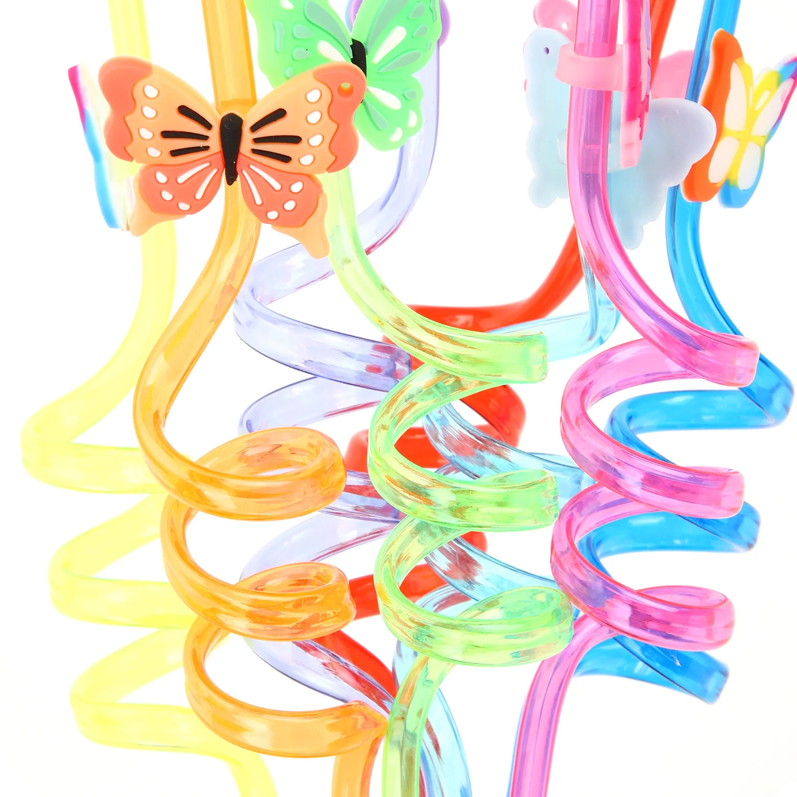 

10Pcs Butterflies Shape Drinking Straws Colorful Reusable for Parties Bubble Tea Beverage Decor Straw for Party
