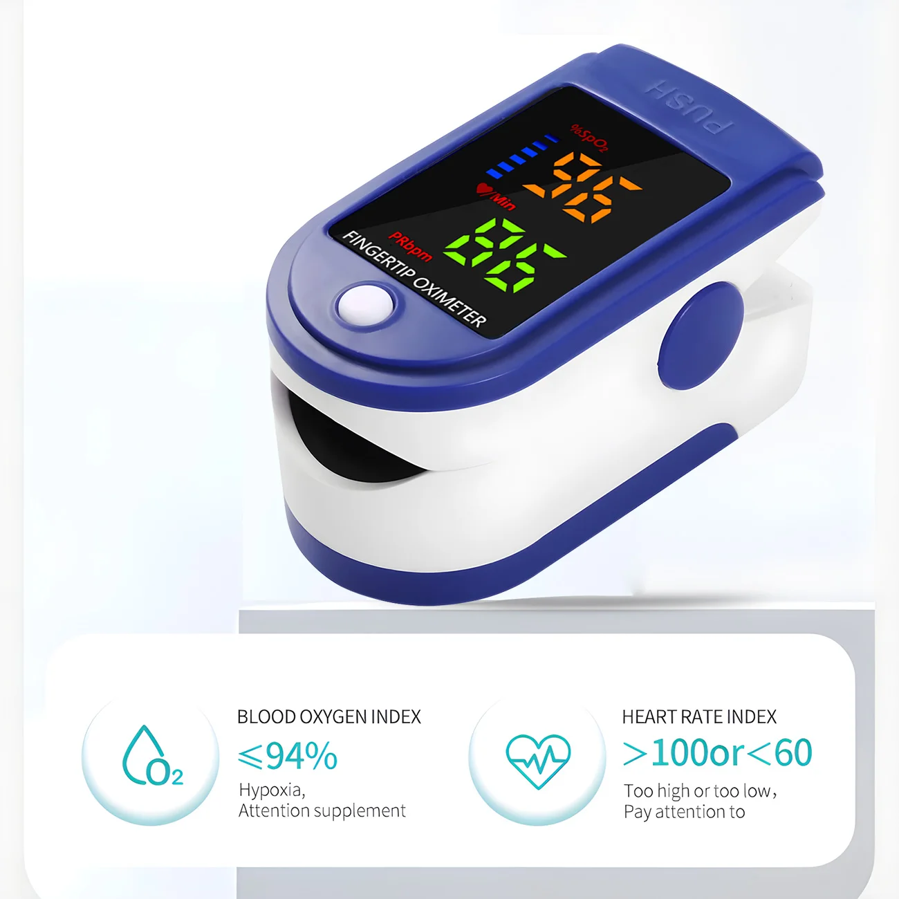 Fingertip Pulse Oximeter SpO2 Monitor Oxygen Saturation Monitor Pulse Rate Measuring Gauge Device Heart rate monitor image 2