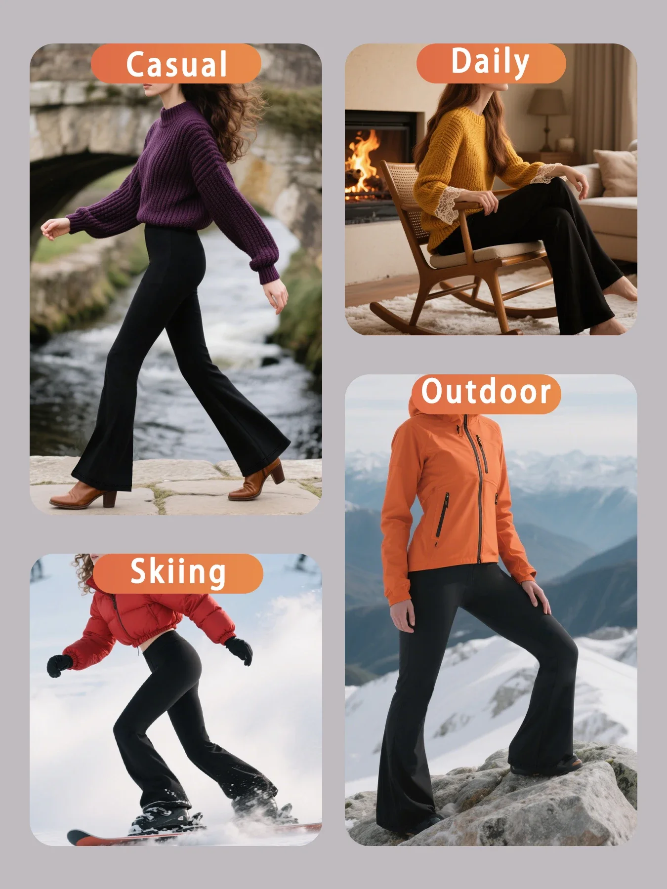 Superweiche Schlaghose für Damen, hohe Taille, Bauchkontrolle, Workout, Yoga, Leggings, Schlaghose
