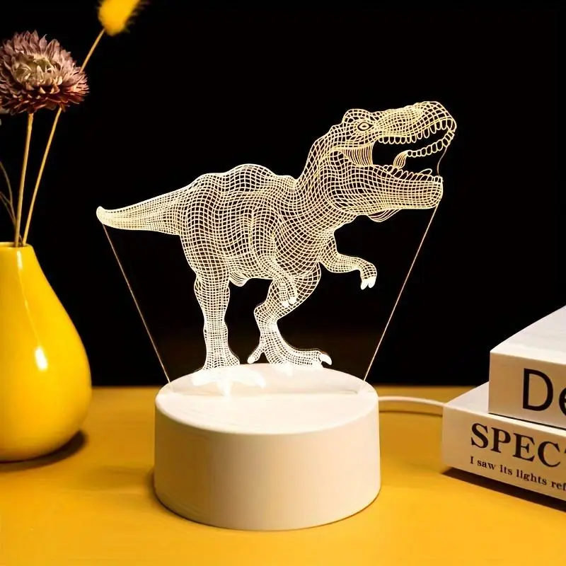 Creative 3D Night Light Dinosaur Desktop Bedroom Atmosphere Decoration Light 7 Color LED Table Lamp Home Office Decor Gift Idea