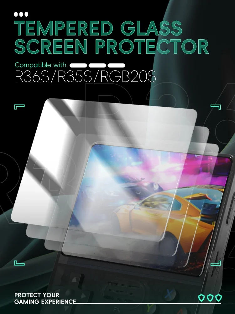 DATA FROG R36S Original  Tempered Glass for 3.5Inch Player Games for RGB20S R35S Screen Protector Cover Film