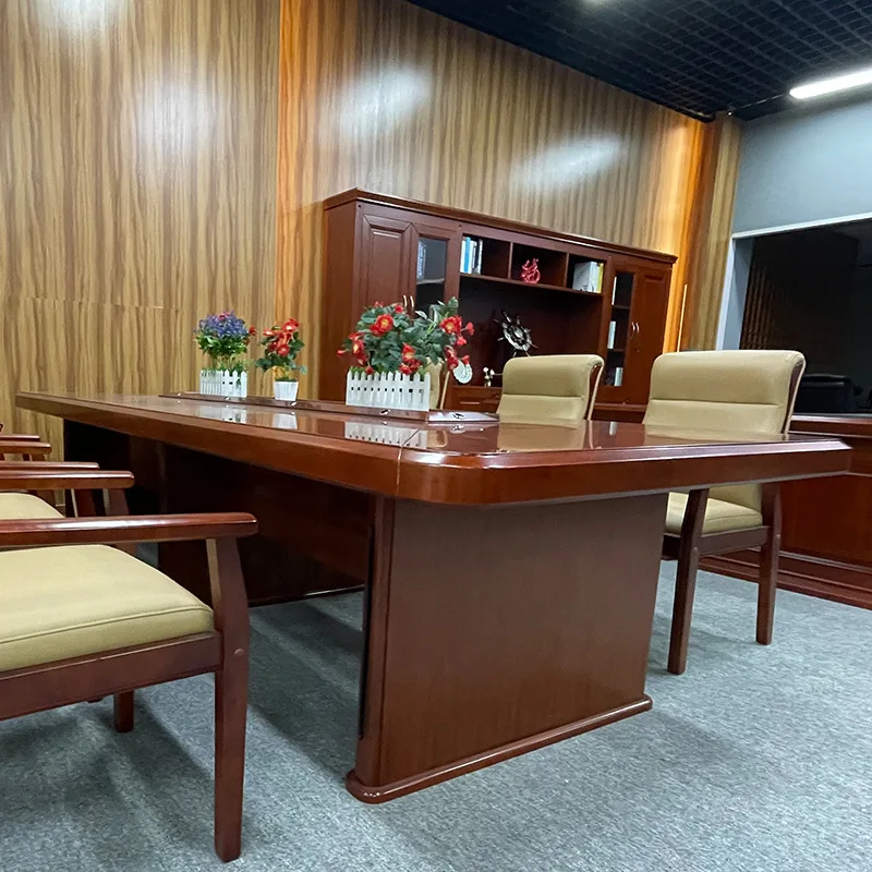 Office furniture Conference table Long table Paint solid wood training table and chair combination Large rectangular paint negot