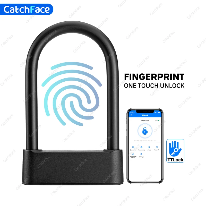 Waterproof Bluetooth APP Control Bicycle U Shape Lock Smart Bike Lock with TTlock APP Fingerprint Key Safe Digital Electronic