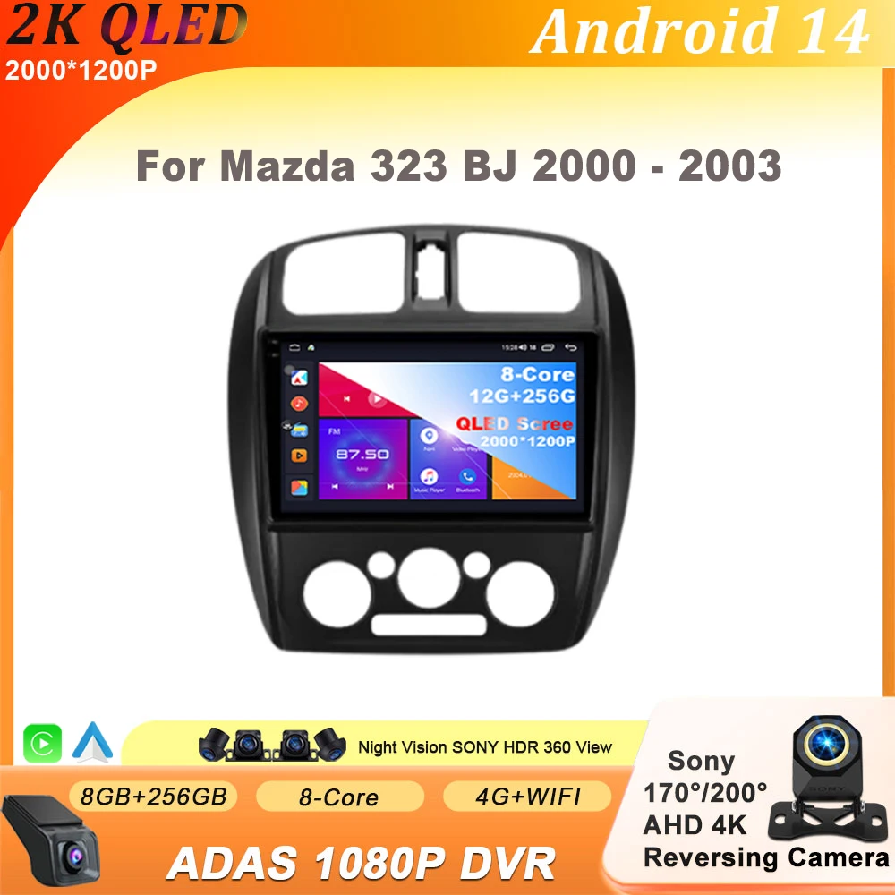 

Android 14 For Mazda 323 BJ 2000 - 2003 Carplay Auto radio Car Multimedia 8 CORE IPS QLED Navigation GPS 4G LET
