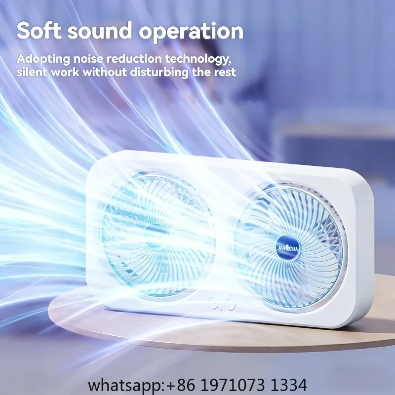 Double Helix Dual Head Fan Wall-Mounted Portable Type-C Rechargeable 360 Rotatable Silent Cooling Fan for Home Office Desk