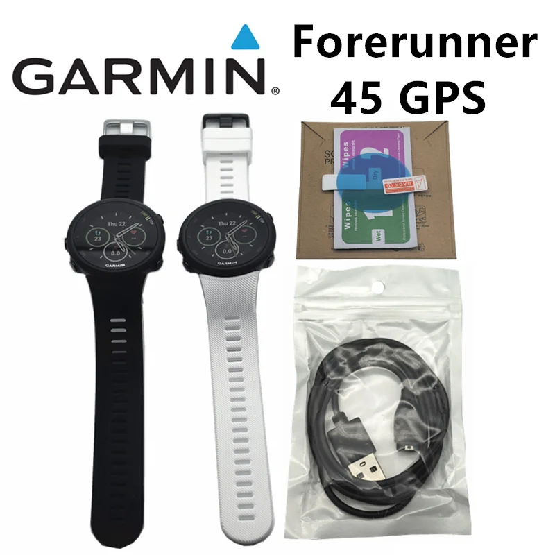 ساعة Garmin Forerunner 45 GPS الرياضية الخارجية معدل ضربات القلب تدعم اللغة الروسية الإسبانية. برتغالية 95% جديدة