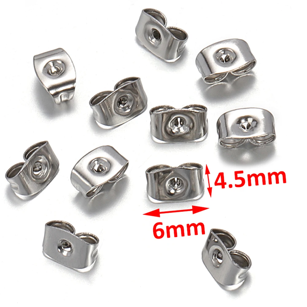 100Sets Goud Kleur Rvs Oorstekers Oorbel 3-10mm Basis met Oorbel Terug Plug Sieraden Maken DIY Bevindingen Levert