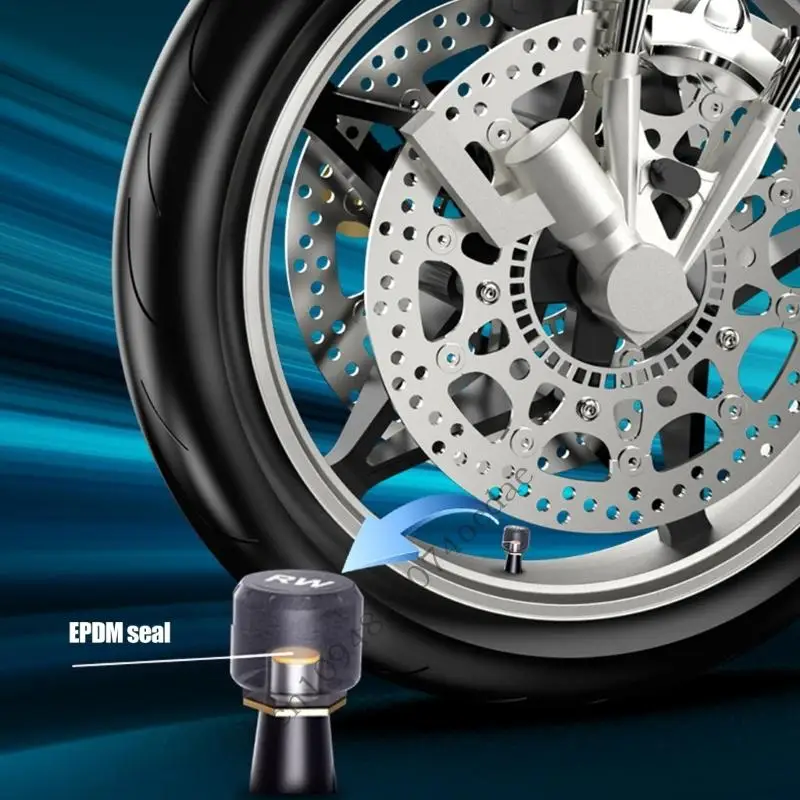 Motorcycle Tire Pressure Sensors with Solar Assist and Cap Units 