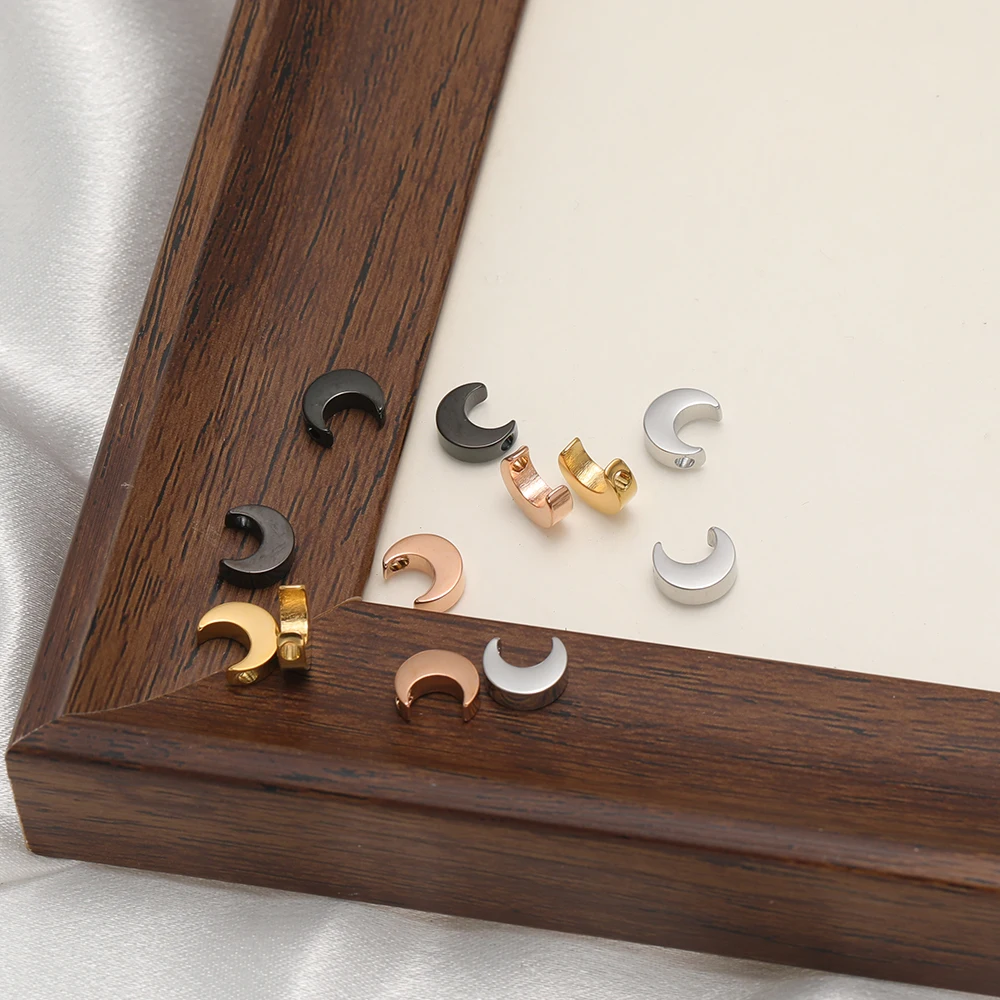5 Stück Edelstahl-Mondperlen in Goldfarbe, Distanzperlen-Anhänger für DIY-Schmuckherstellung, Armband-Zubehör, Halsketten-Accessoires – Detail 4