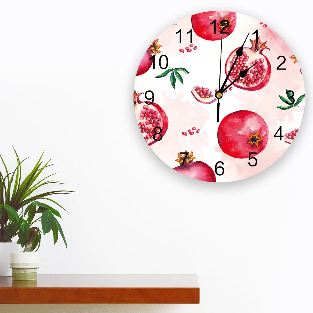 Pomegranate Watercolor Fruits Bedroom Wall Clock Large Modern Kitchen Dinning Round Wall Clocks Living Room Watch Home Decor