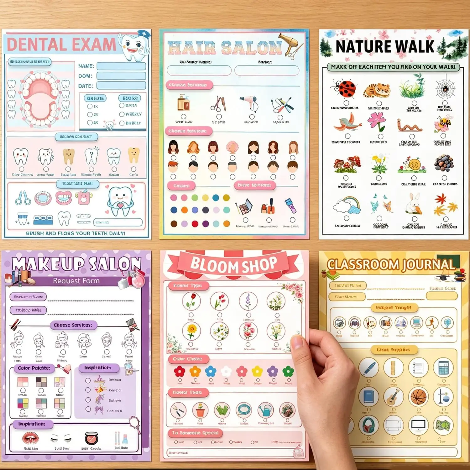 6 Pack Pretend Play Notepads - Multi-Pack Playtime Pads with Professional Role Play Themes - Educational Imaginative Activity view 4