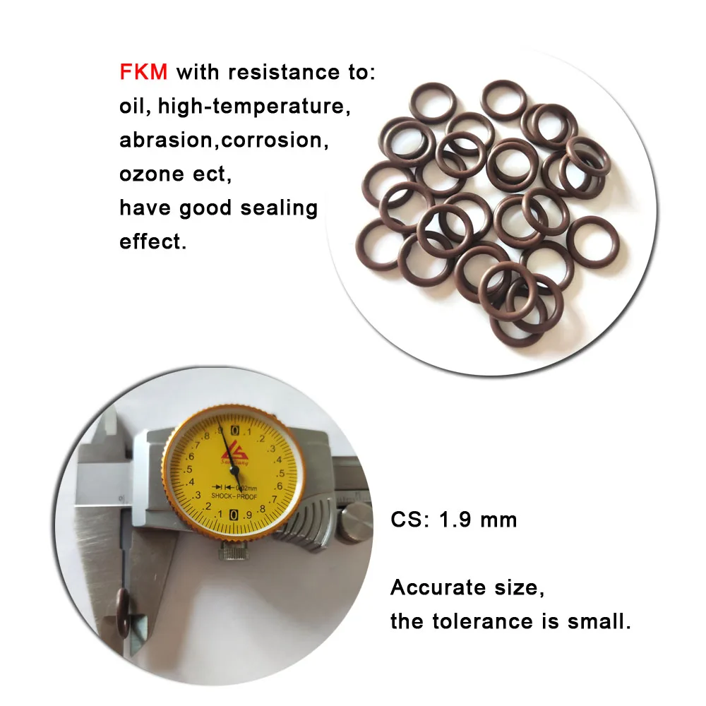 Thickness CS 1.9mm FKM O-Ring Seal Gasket Outer Diameter OD 5mm~130mm Fluorine Rubber Washer Oil Seal Rings