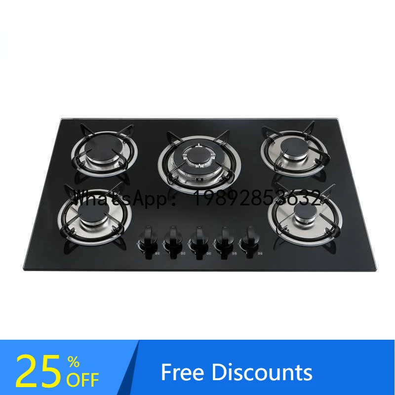 CZ 5 Multi-Head Eye Liquid Natural Gas Stove Glass Panel Gas Cooktop Built-in