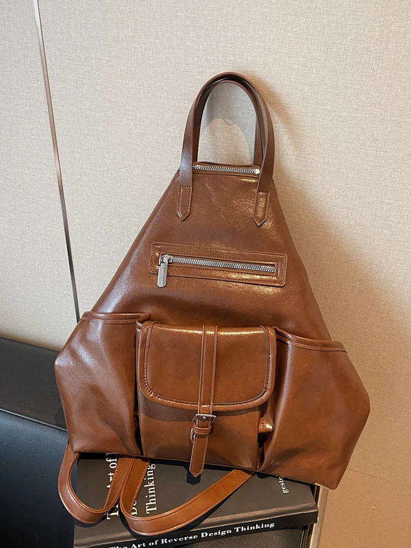 

Commute Soft Leather Bapa Large Capaci Outdoor Bookbag Briti Sle Foldable ex Daily Use Bapa