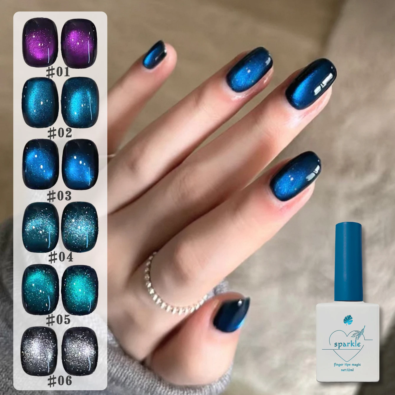 1-6PCS 12ML Dark Night Starry Cat's Eye Gel Nagellack 2025 Herbst und Winter Flash Langlebige Bleaching Glas Perle Nail art