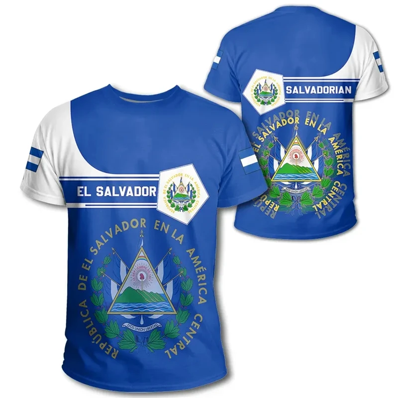 El Salvador Flaggenkarte 3D-Druck T-Shirt für Herren Kleidung Mode Herren T-Shirt Nationales Emblem T-Shirt Unabhängigkeitstag Tee Damen Top – Detail 6