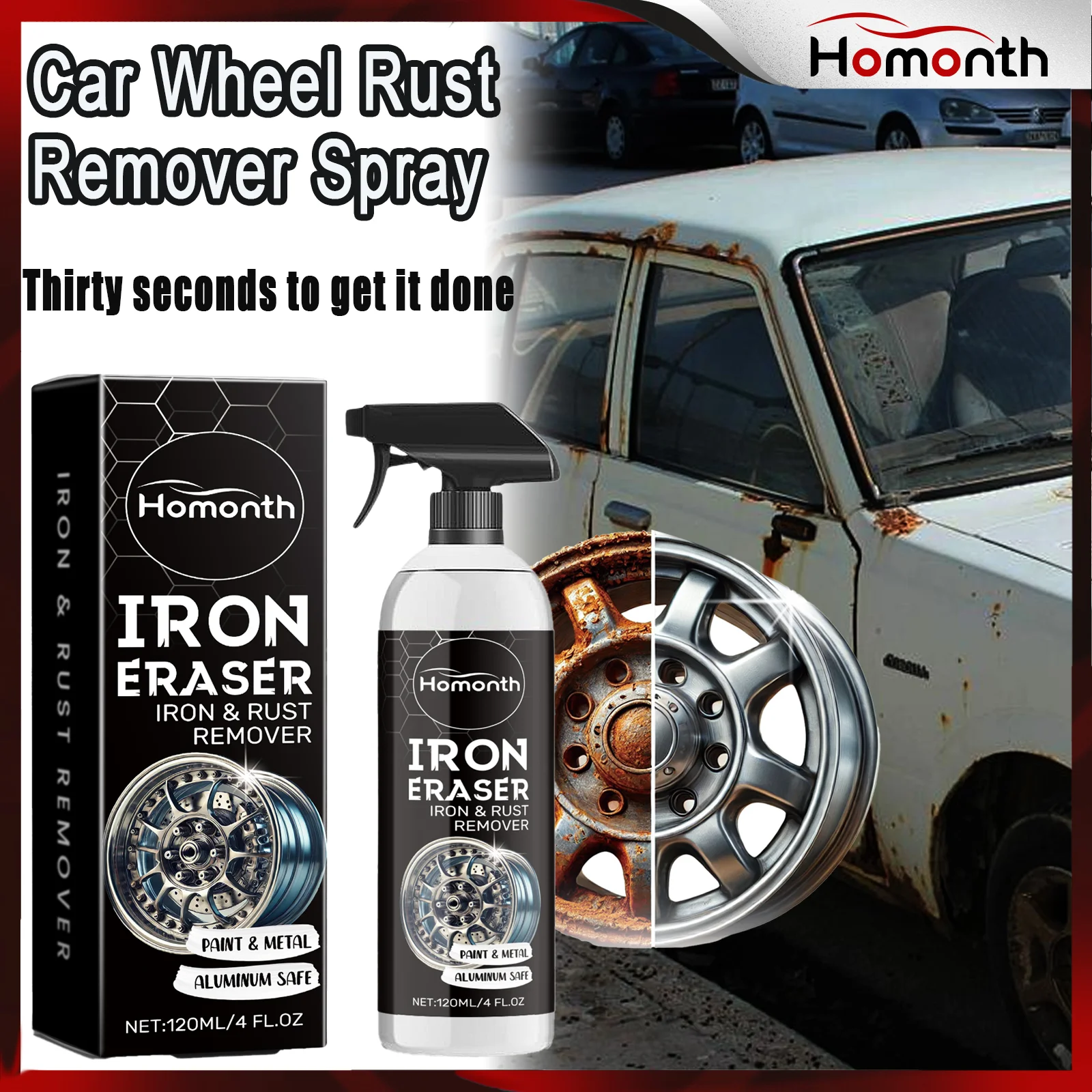 

Спрей для удаления ржавчины на колеса автомобиля. Эффективный очиститель для легкосплавных дисков и пятен шин. Формула быстрого действия для детализации автомобиля. Восстановление блеска.