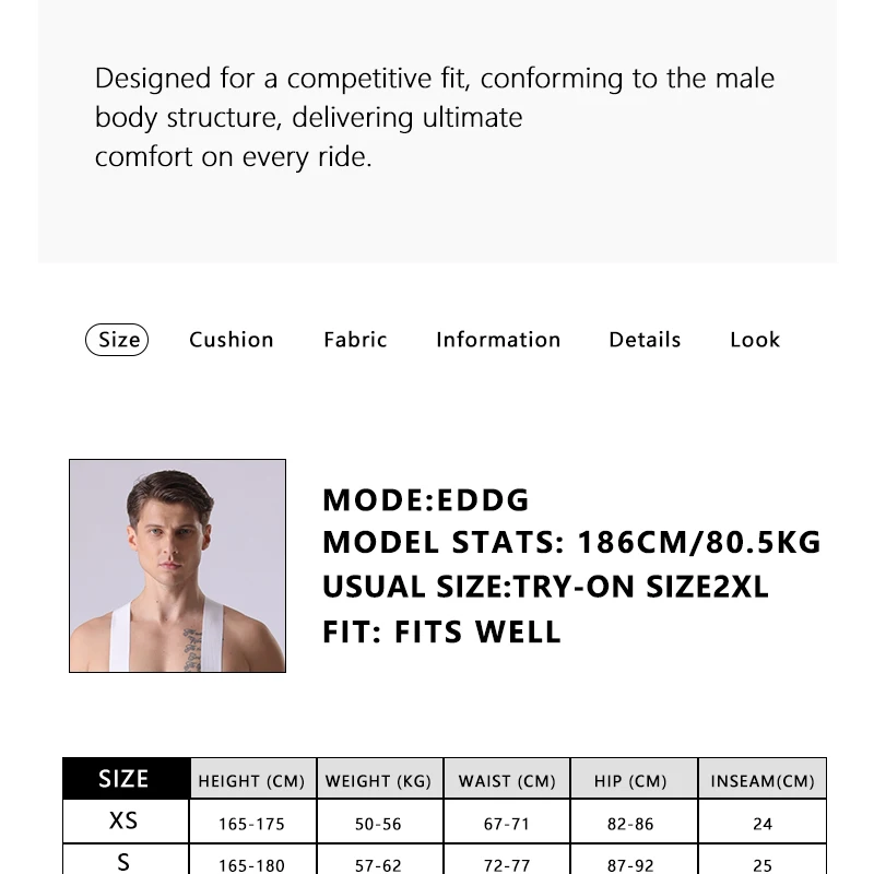 MKEW Herren-Radtrikot-Shorts mit hoher Taille, Sommer-Fahrradshorts mit stoßdämpfendem Polster, MTB-Fahrradbekleidung für bequemen Komfort – Detail 2