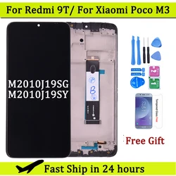 Xiaomi Redmi 9T LCD Display Touch Screen Digitador Montagem com Moldura, J19S Original, M2010J19SG, M2010J19SY, POCO M3, 6,53