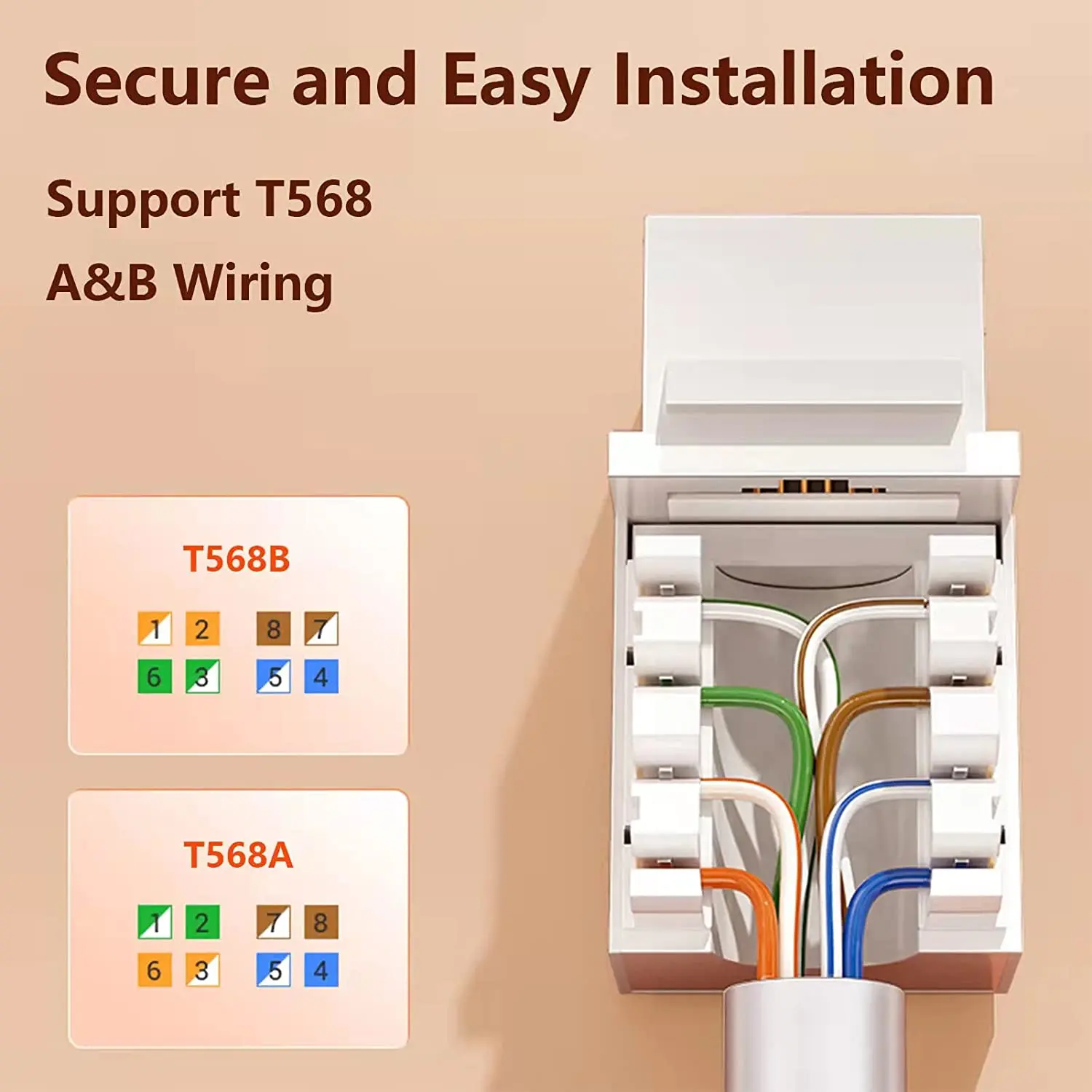 ZoeRax 10 Stück Cat6/5e Keystone-Buchse, RJ45 Keystone-Buchse, Cat6-Netzwerkkoppler, Ethernet-Wandbuchse (nicht kompatibel mit Patchpanel) – Detail 8