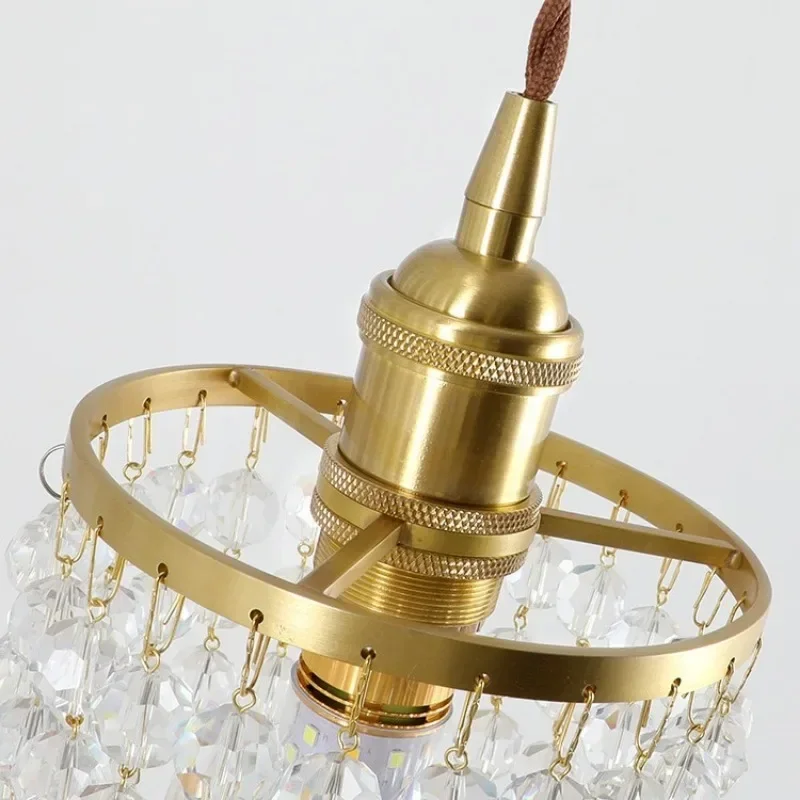 

Japanese Vintage Bedroom Bedside Restaurant Bar Shell Brass Crystal Chandelier