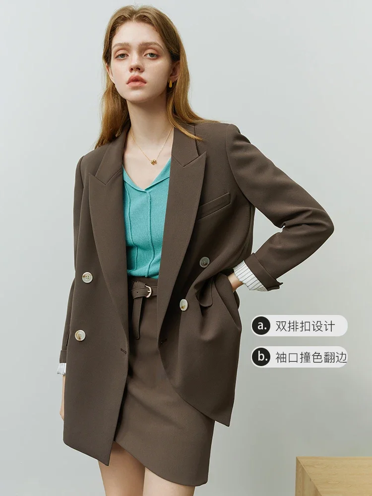 FSLE Classic Suit Jacket Women Autumn 2022 Office Lady Elegant Fashionable Casual Commuter Female Blazer Suit Solid Color