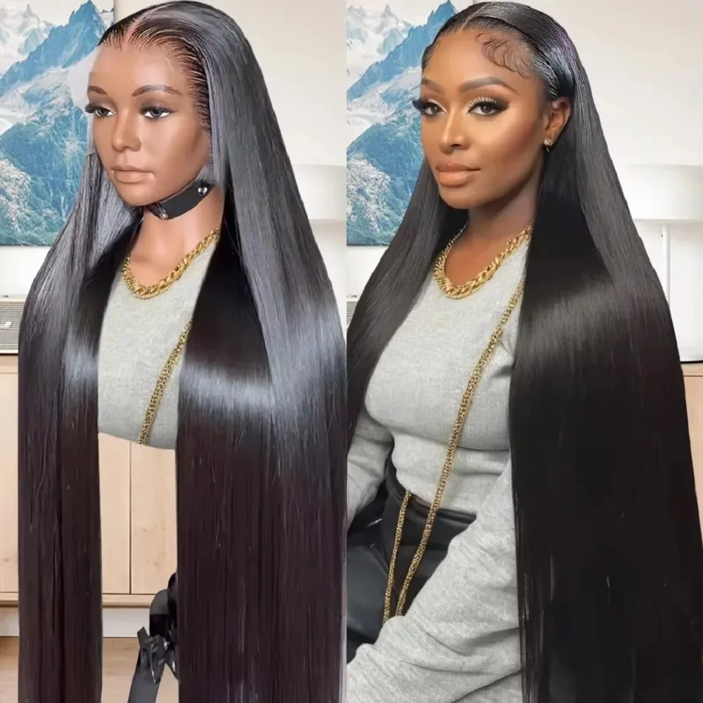 

Парик из натуральных прямых человеческих волос, 200% плотности, 13x4, 13x6, HD, с прозрачной полной кружевной основой, натурального цвета, для женщин, длина 44-46 дюймов