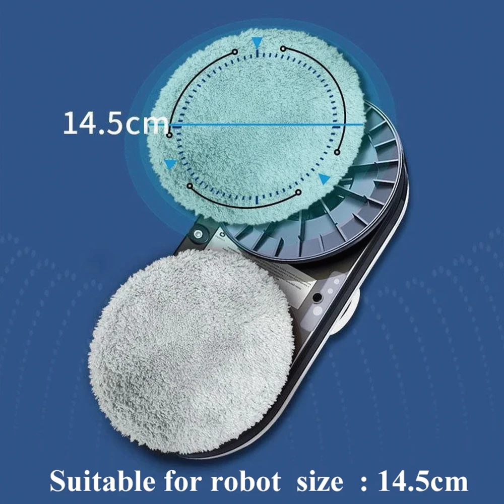 Microfiber Cleaning Rag For Window Cleaner Robot,Reusable 14.5cm Mops For Universal Round Robot Vacuum Cleaner Towel Dust Cloth image 2