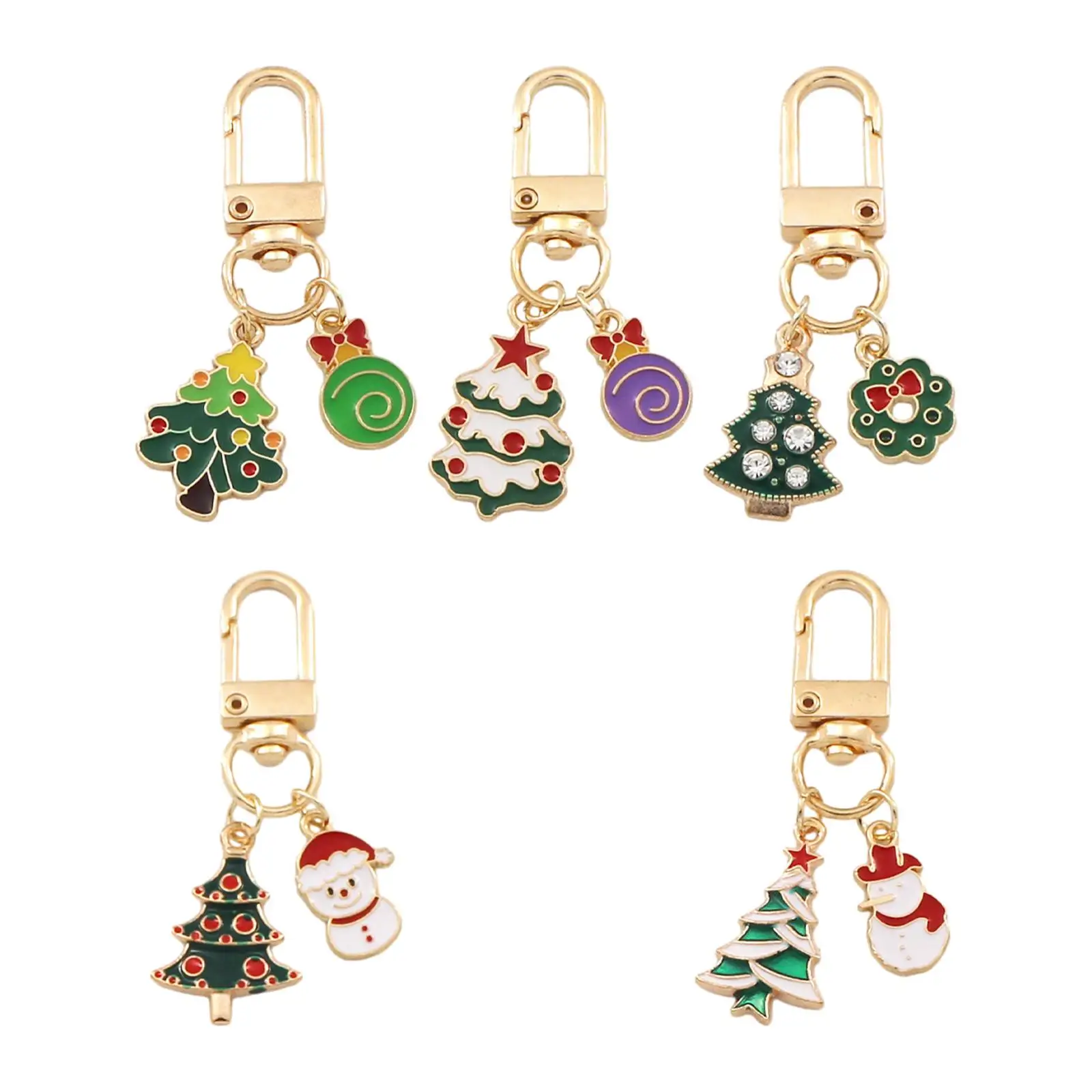 Christmas Tree Keychain Hanging Ornament Stylish Alloy Exquisite Key Chain for Bag Accessories Tote Purse Handbag Decoration