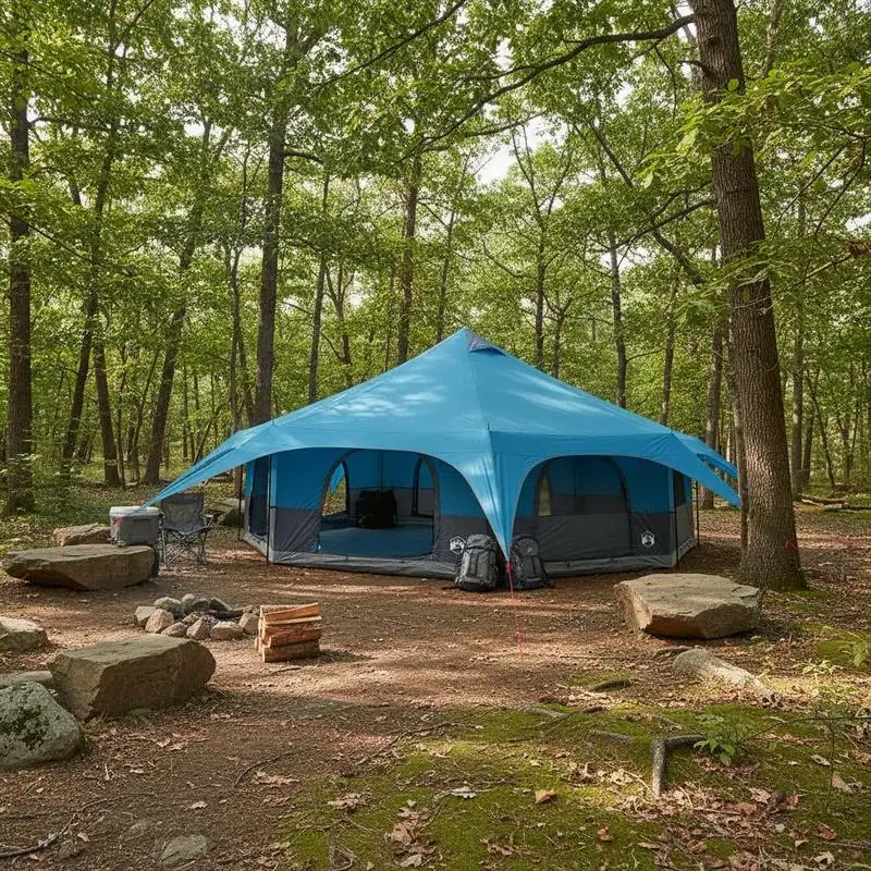 Familien-Campingzelt für den Sommer – Wasserdichter Polyester mit Stahlrahmen und minimalistischem Funktionsdesign
