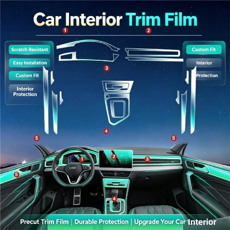 For 2024 Volkswagen Tiguan L interior full set protective film center console navigation transparent anti-scratch film
