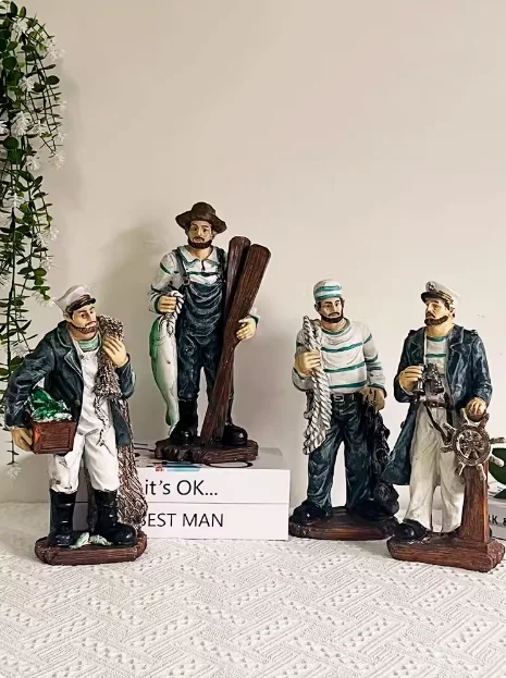 

Mediterranean Captain Sailor Model Decoration Resin Ornaments Pirate Shooting Prop Adornments Showcase Bar Cafe Figurines Crafts