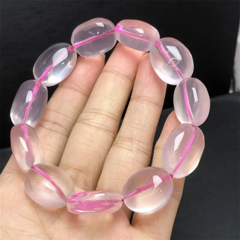 13X21MM Natural Starlight Rose Quartz Bead Bracelet Women Men Love Crystal Beads Strands Jewelry Holiday Gift 1PCS