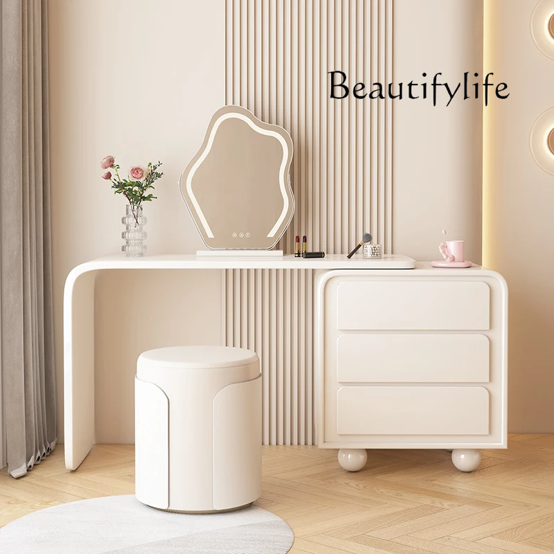 French dresser light luxury bedroom dressing table cream wind high-end bedside chest solid wood storage cabinet