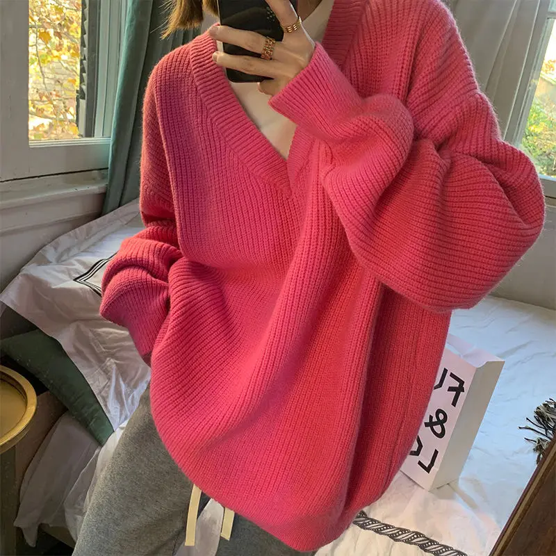 Women\'s Cashmere Sweater 2024 Trend Thick Jumper Korean Fashion Pullover Clothes Sweaters for Women Crochet Tops Knitted Winter