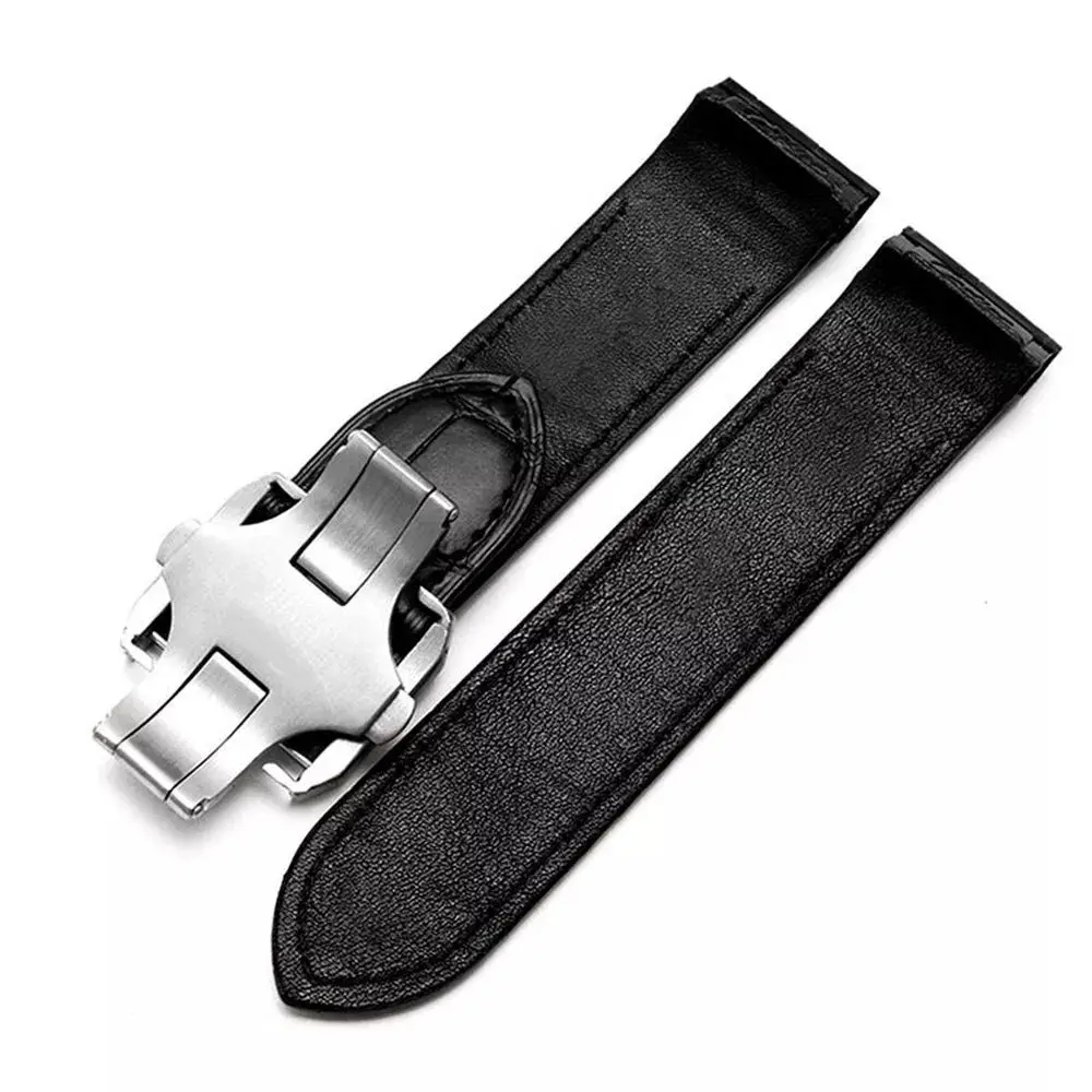 Genuine Cowhide Leather Crocodie Strap For Santos SDS Stainless Steel Buckle Band 20mm 23mm