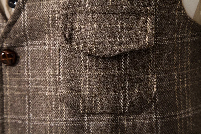 Vintage Suit Vest Plaid Tweed Vest Men Regular Fit Waistcoat for Wedding Groomsmen Casual Sleeveless Jacket
